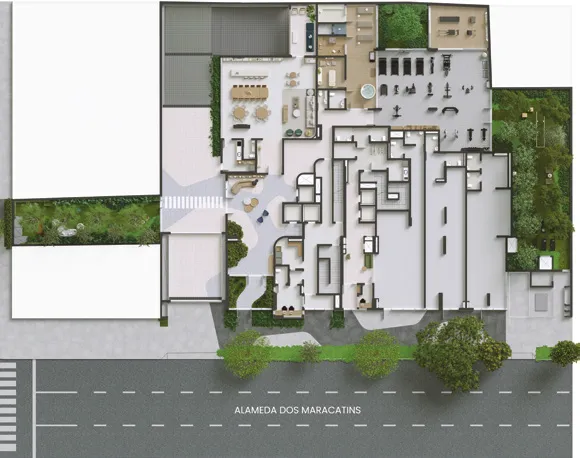 Alameda Mará - Implantação do produto Smart HMP - Moema, São Paulo - Póvoa Boutique Imobiliária