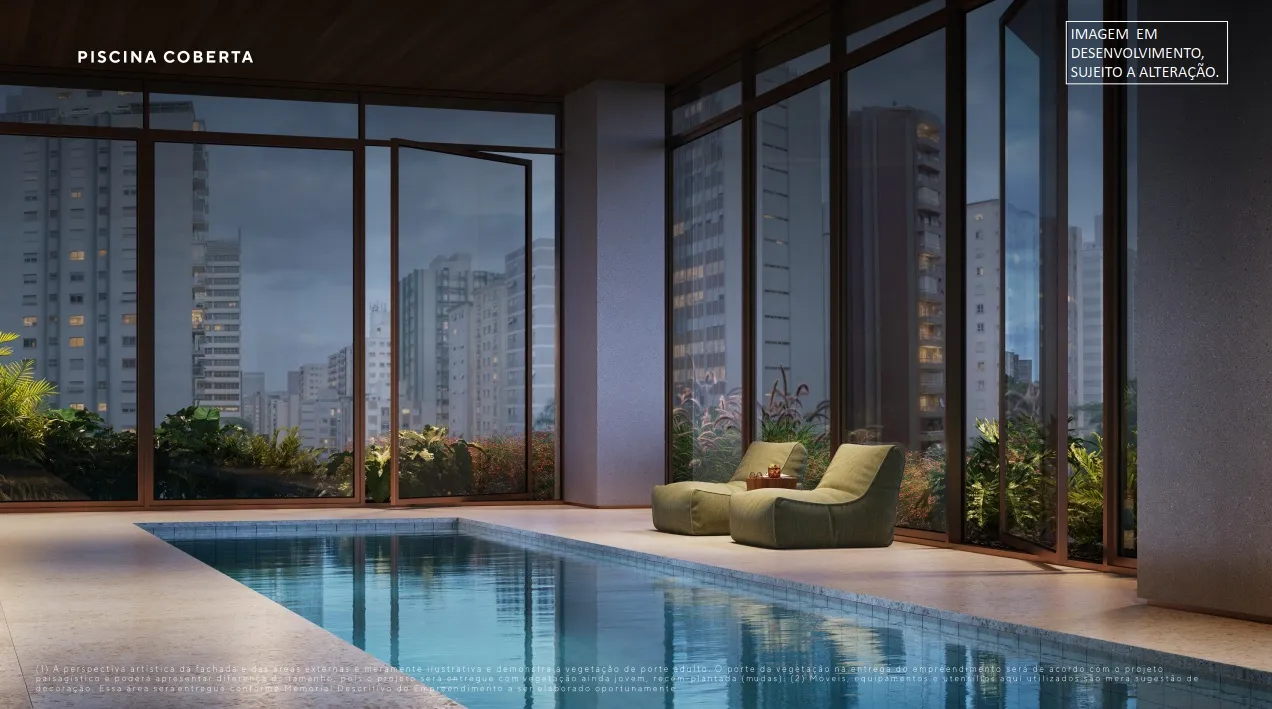 Renato 410 — piscina coberta com raia de 25 metros no 5º pavimento de lazer