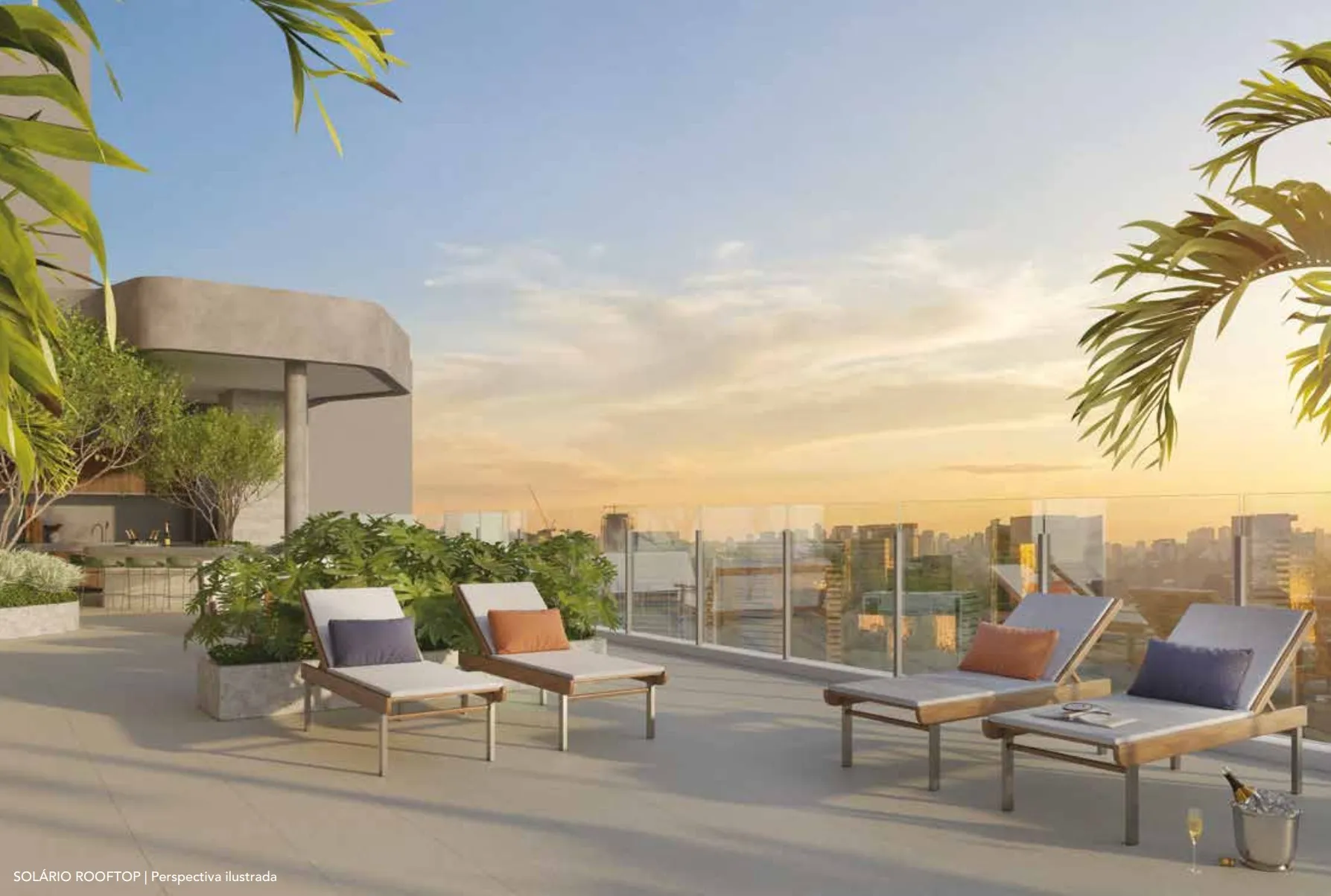Casa Nacional Eztec — solário do rooftop a mais de 100 m de altura com vista panorâmica da Zona Sul de SP