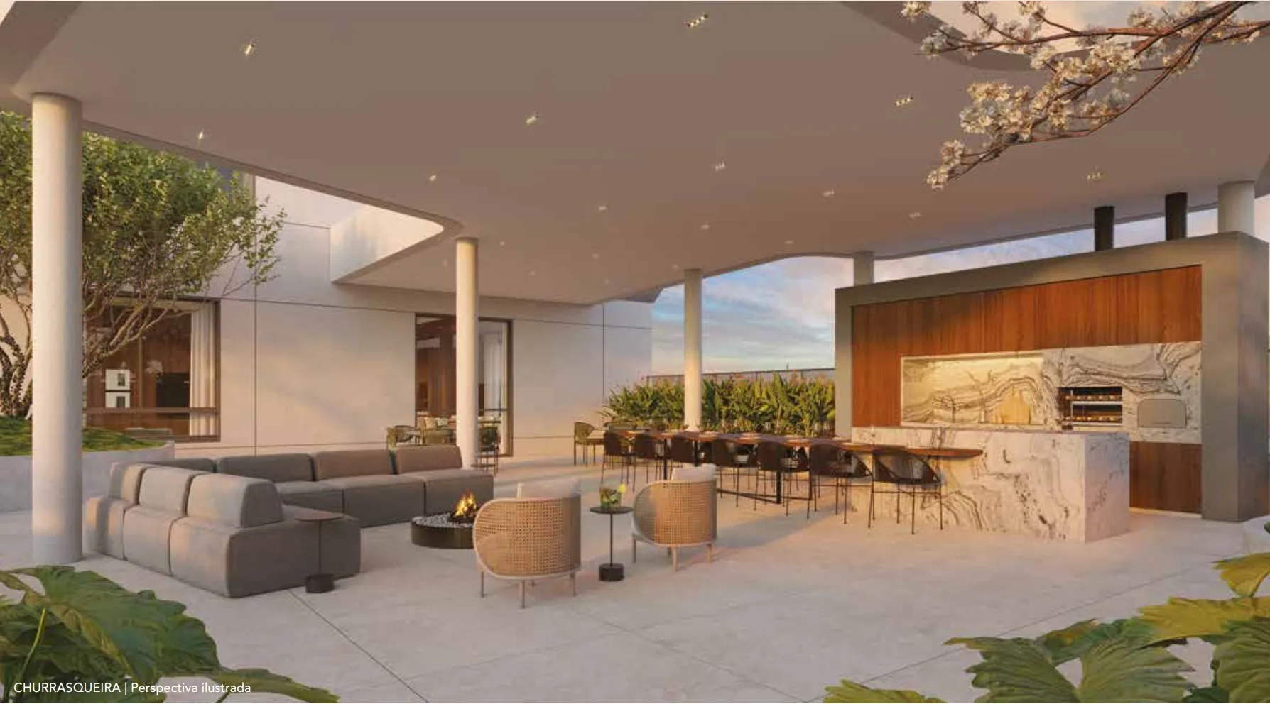 Casa Nacional Eztec — espaço churrasqueira com integração ao paisagismo do 4º pavimento