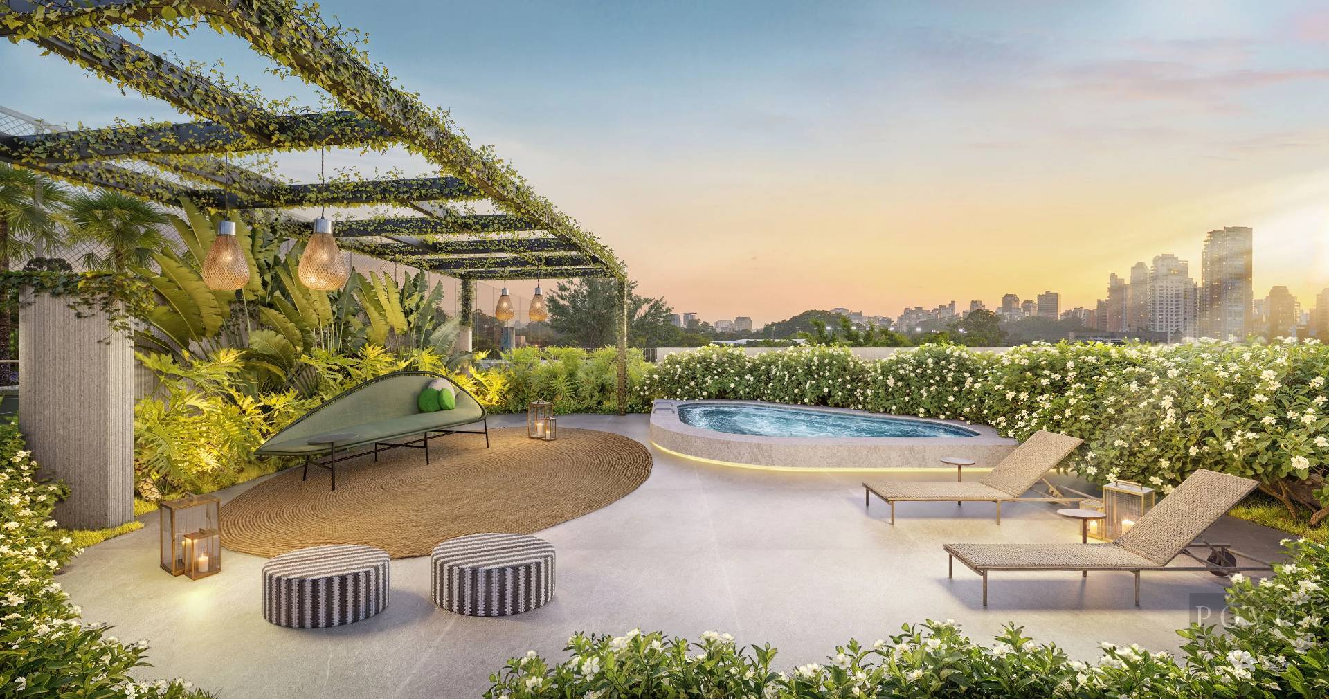 Área exclusiva de Pool House para convidados com piscina privativa no Escape Brooklin - Cyrela, Brooklin SP.