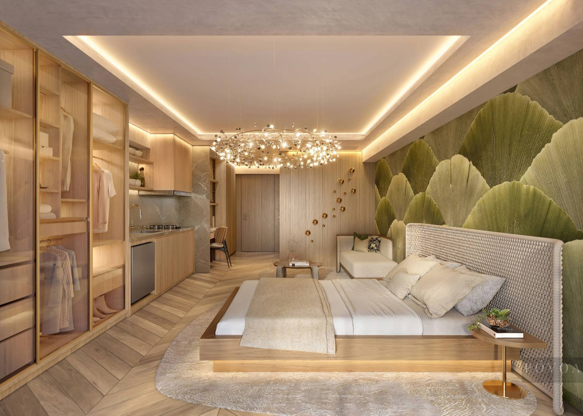 Apartamento modelo studio decorado de 40 m² da tipologia HMP no Escape Brooklin by Cyrela e Magik, Brooklin SP.