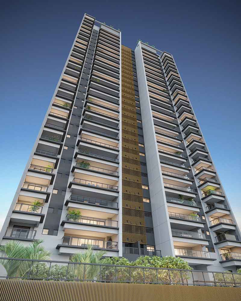 Fachada e sky pool do Haute Brooklin — empreendimento de alto padrão no Brooklin, São Paulo