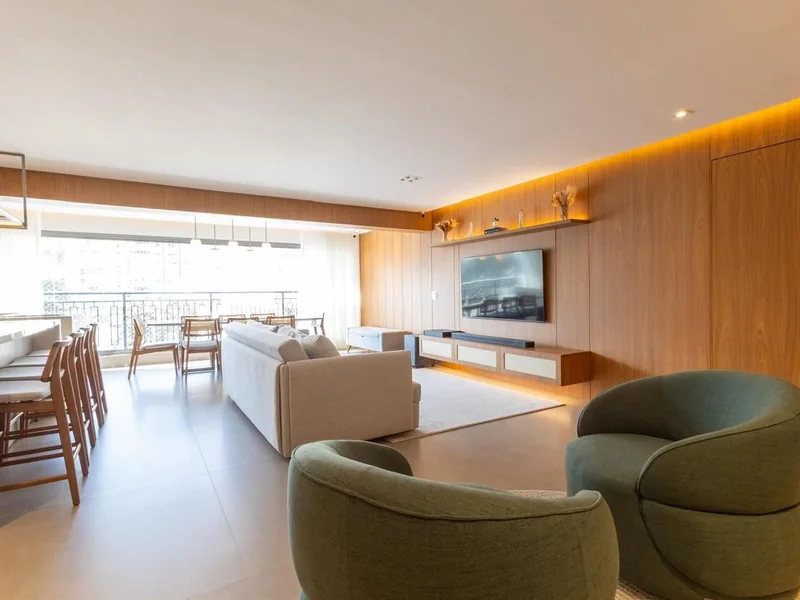 Sala de apartamento de 153 m² na Avenida Bem-te-vi, Moema, São Paulo